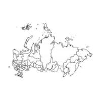Gekritzelkarte von Russland mit Staaten vektor