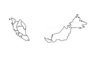 Gekritzelkarte von Malaysia mit Staaten vektor