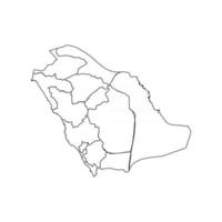 doodle karta över Saudiarabien med stater vektor