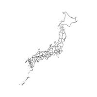 Gekritzelkarte von Japan mit Staaten vektor