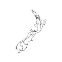 doodle karta över Nya Zeeland med stater vektor