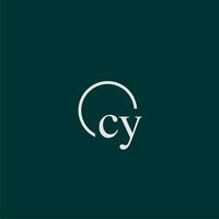 cy första monogram logotyp med cirkel stil design vektor