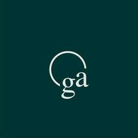 ga Initiale Monogramm Logo mit Kreis Stil Design vektor