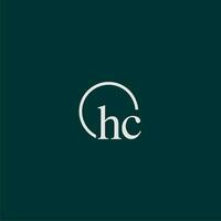 hc första monogram logotyp med cirkel stil design vektor