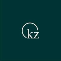 kz första monogram logotyp med cirkel stil design vektor