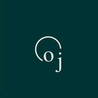 oj Initiale Monogramm Logo mit Kreis Stil Design vektor