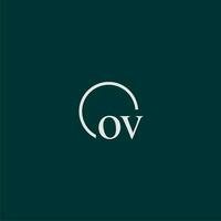 ov Initiale Monogramm Logo mit Kreis Stil Design vektor