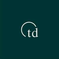 td första monogram logotyp med cirkel stil design vektor