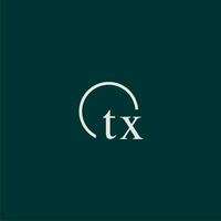 tx första monogram logotyp med cirkel stil design vektor