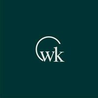 wk första monogram logotyp med cirkel stil design vektor