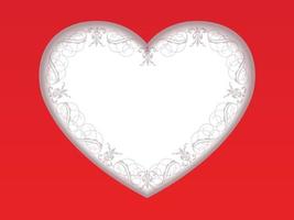 Valentinstag-Vektor-Kartenvorlage mit einem weißen vertieften herzförmigen Textraum auf rotem Hintergrund vektor