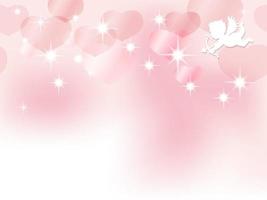 Valentinstag nahtlose Vektorhintergrundillustration mit einem weißen Amor, der auf rosa perlfarbene Herzform zielt vektor