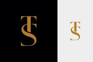 elegant einfach minimal Luxus serif Schriftart Alphabet Brief t kombiniert mit Brief s Logo Design vektor