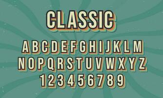 Jahrgang retro Stil bunt Vektor Alphabet Schriftart Typografie Schrift