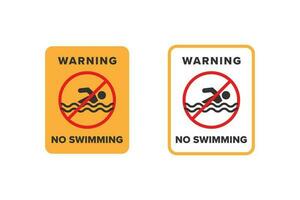 Nej simning ikon tecken vektor design, farlig område ikon styrelse för simning aktivitet