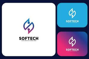 Sanft Technik s Brief Logo Design Vorlage vektor