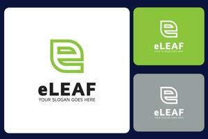 e Brief Blatt Logo Design vektor