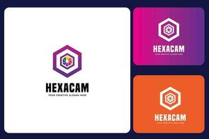 hexagonal kamera logotyp design mall vektor