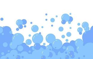 Karikatur Seife Schaum. Luftblasen Schaum Rahmung Dusche Gel oder sprudelnd trinken, abstrakt Rahmen von mit Kohlensäure Wasser. Vektor Illustration