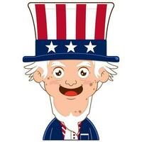 Onkel Sam glücklich Gesicht Karikatur süß zum Unabhängigkeit Tag vektor