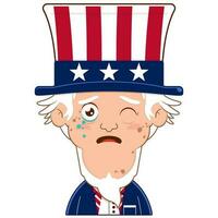 Onkel Sam Weinen und erschrocken Gesicht Karikatur süß zum Unabhängigkeit Tag vektor