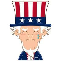 Onkel Sam Weinen und erschrocken Gesicht Karikatur süß zum Unabhängigkeit Tag vektor