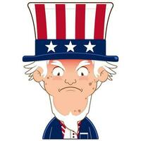 Onkel Sam wütend Gesicht Karikatur süß zum Unabhängigkeit Tag vektor