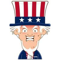 Onkel Sam wütend Gesicht Karikatur süß zum Unabhängigkeit Tag vektor