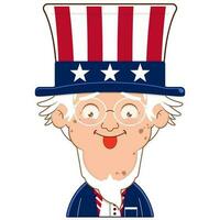 Onkel Sam spielerisch Gesicht Karikatur süß zum Unabhängigkeit Tag vektor