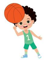 Vektor Illustration von Kind spielen Basketball