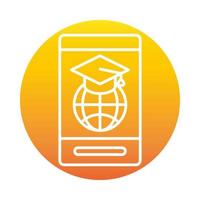 smartphone världsexamen hatt online utbildning och utveckling elearning lutning stilikon vektor