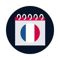 Frankreich-Kalenderblock und flaches Symbol-Vektordesign vektor