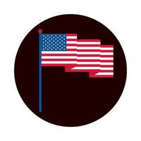 4. Juli Unabhängigkeitstag schwenkende amerikanische Flagge Patriotismus nationaler Block und flache Symbol vektor