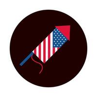 4. Juli Unabhängigkeitstag Feuerwerk amerikanische Flagge Feierblock und flache Stilikone vektor