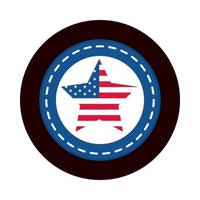 4. Juli Unabhängigkeitstag amerikanische Flagge im Star National Insignia Block und Flat Style Icon vektor