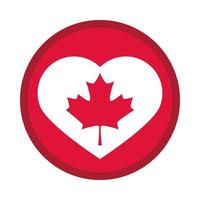 Kanada-Tages-Ahornblatt in der flachen Artikone der Herzabzeichendekoration vektor