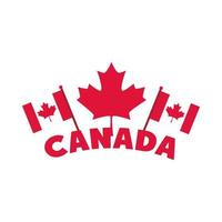 Kanada dag flaggor i pol lönnlöv bokstäver design platt stilikon vektor