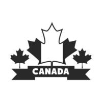 Kanada dag flagga lönn lämnar band nationella firande siluett stilikon vektor