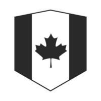 Kanada dag kanadensisk flagga lönnlöv sköld emblem siluett stilikon vektor