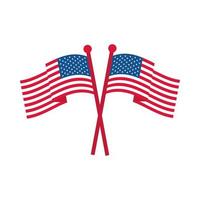 4. Juli Unabhängigkeitstag gekreuzte amerikanische Flaggen Nationalsymbol flache Stilikone vektor