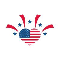 4. Juli Unabhängigkeitstag amerikanische Flagge im flachen Stil der Herzfeier vektor