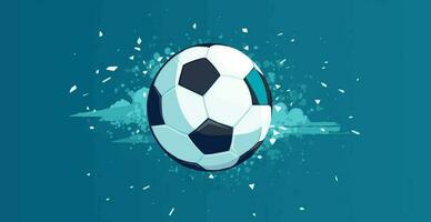 abstrakt fotboll boll på blå vattenfärg panorama- bakgrund, mosaik- stil - vektor