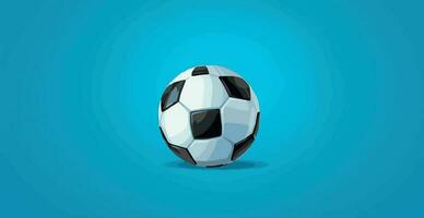 abstrakt fotboll boll på blå vattenfärg panorama- bakgrund, mosaik- stil - vektor