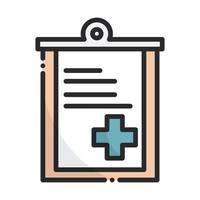 medicinsk rapport Urklipp hälso- och sjukvårdsutrustningslinje och fyllningsikon vektor