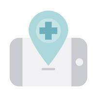 Smartphone-Standort-Zeiger-App-Gesundheitspflege-Symbol im flachen Stil vektor