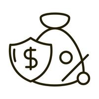 Symbol für Geldbeutel-Schild-Prozentsatz für Finanzinvestitionen vektor
