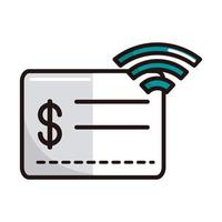 internet wifi digital kupongshopping eller betalning mobilbanklinje och fyllningsikon vektor