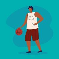 afro man spelar basket avatar karaktär vektor