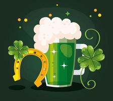 St. Patricks Day mit Bier und Dekoration vektor