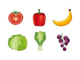 uppsättning grönsaker och frukter vektor